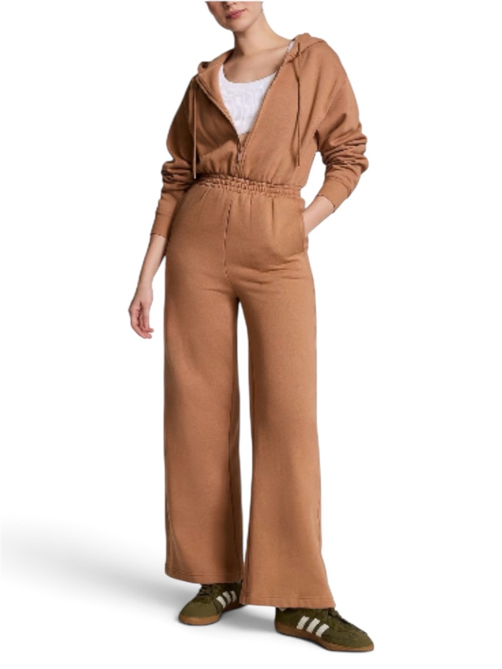PINK Victoria's Secret Hooded Wide-Leg Jumpsuit in Camel